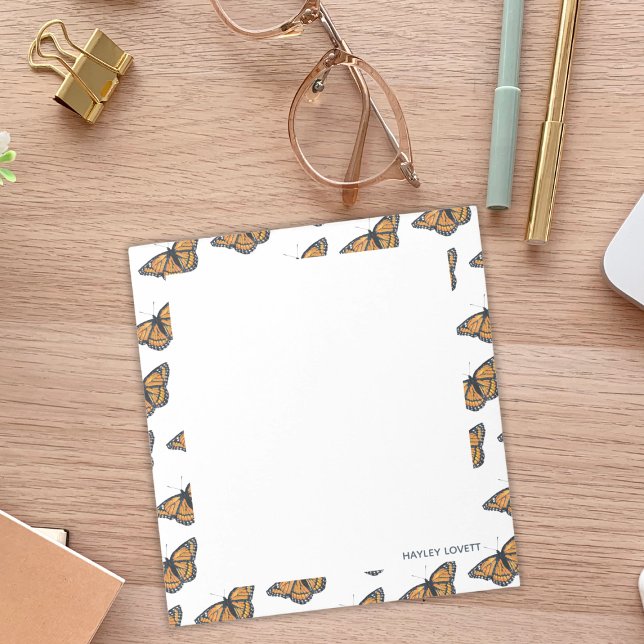 Notas Borboleta Monarca Adicionar Seu Nome Bloco De Nota (Criador carregado)