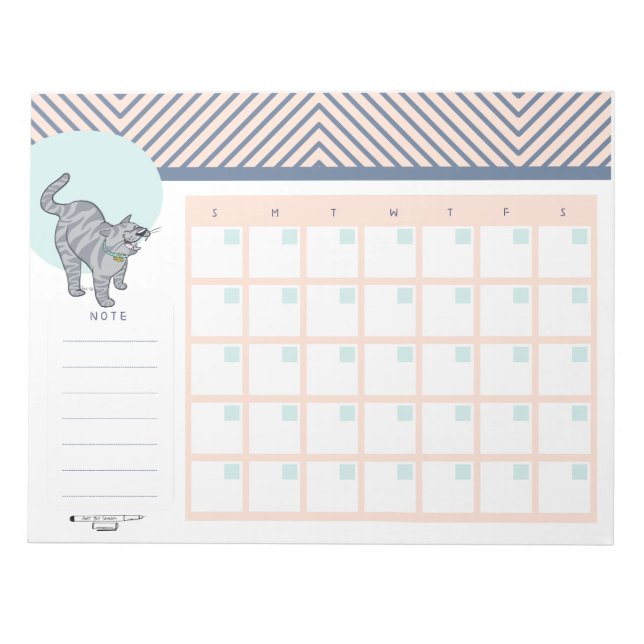 Notas Calendário de Mesa de Data Aberta com Bloco de Not (Frente)