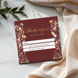 Notas Carta Dourada de Flores Selvagens Cartão RSVP de C