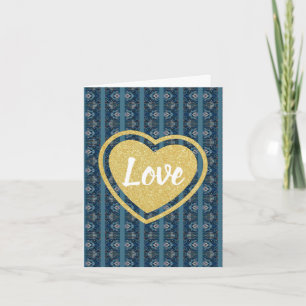 Notas Cartão Azul e Dourado de LOVE da Poeta Adiela Akoo