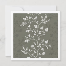 Cartão Botânico Oliva Minimalista de Florais Sinuo