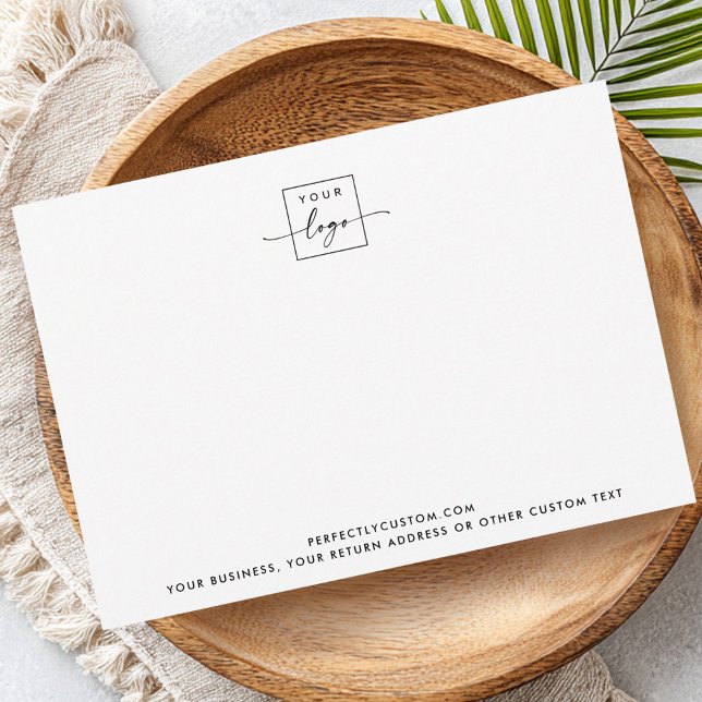 Notas Cartão branco de nota comercial personalizado (Custom logo text modern white business note card)