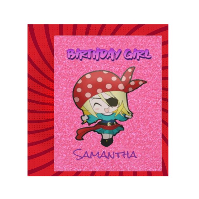 Notas Cartão da Menina Pirata com Pastel Cor de Rosa de  (Introducing our Pink Pastel Glitter Pirate Girl Card — it's not just cute, it's absolutely delightfu)