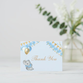 Notas Cartão de Agradecimento Blue Elephant Baby Shower
