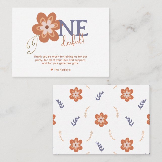Notas Cartão de Agradecimento Boho Daisy Fofo (Frente/Verso)