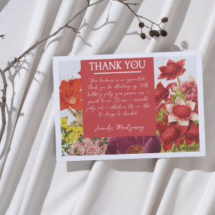 Notas Cartão de Agradecimento com Florais Vermelhos Rico