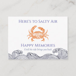 Notas Cartão de Agradecimento da Coastal Crab Guesthouse