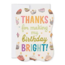 Cartão de agradecimento de aniversário brilhante e