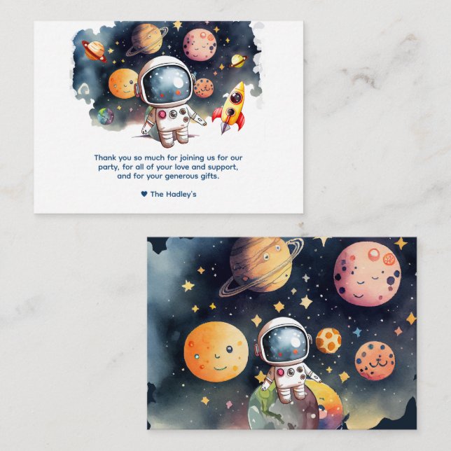 Notas Cartão de Agradecimento de Astronauta do Espaço Fo (Frente/Verso)