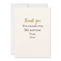 Cartão de Agradecimento de Batismo Personalizado E