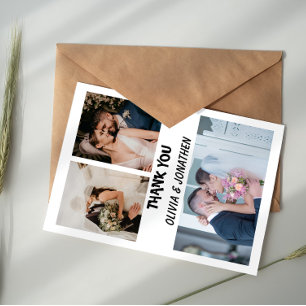 Notas Cartão de Agradecimento de Casamento com Foto e Ti