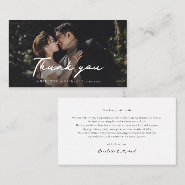 Notas Cartão de Agradecimento de Casamento com Letra Man (Frente/Verso)