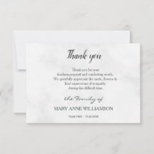 cartão de agradecimento de funeral de texto simple
