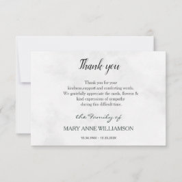 Notas cartão de agradecimento de funeral de texto simple