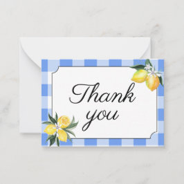 Notas Cartão de Agradecimento em Xadrez Azul e Limão