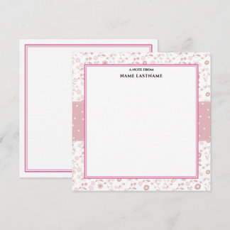Notas Cartão de Agradecimento Flor Rosa Elegante Cute
