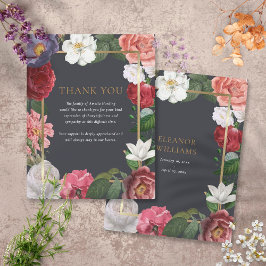 Notas Cartão de agradecimento floral em ouro para funera