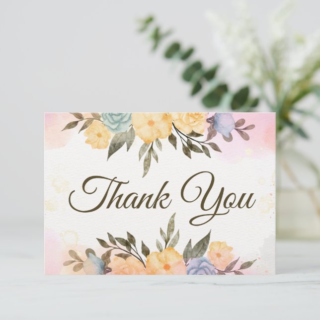 Notas Cartão de agradecimento floral simples (Em pé/Frente)