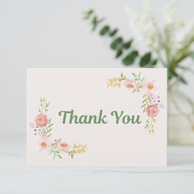 Notas Cartão de agradecimento floral simples (Em pé/Frente)