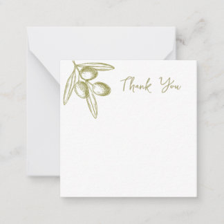 Notas cartão de agradecimento Mediterrâneo Olive Bridal