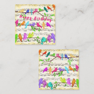 Notas Cartão de Aniversário Colorido de Aves Primavera M