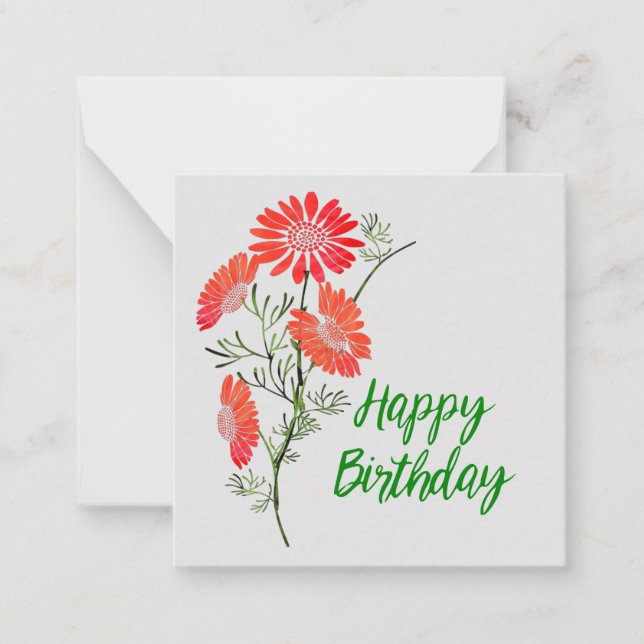 Notas Cartão de aniversário com flores laranja (Frente)