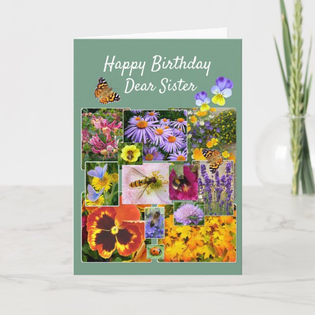 Notas Cartão de Aniversário da Irmã de Bela Floral Perso (Frente)