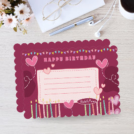 Notas Cartão de Aniversário Elegante em Creme Cor-de-Ros