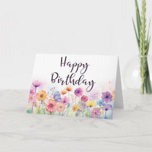 Notas Cartão de Aniversário Feliz Floral Floral Colorida