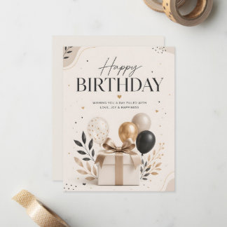 Notas Cartão de Aniversário Feliz | Minimalista Moderno