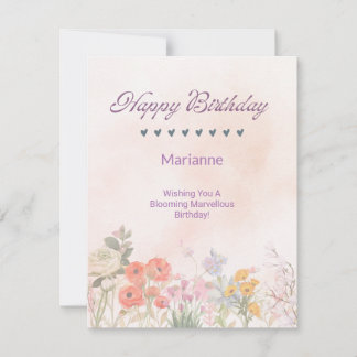 Notas Cartão de Aniversário Floral Moderno