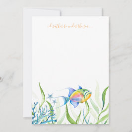 Notas Cartão de Anotação de Aquarela para Peixes Tropica