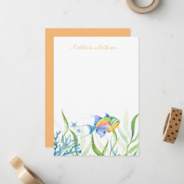 Notas Cartão de Anotação de Aquarela para Peixes Tropica
