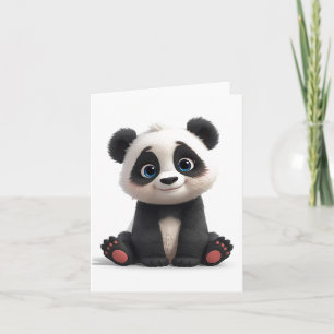 Notas Cartão de Arte de Ilustração de Urso Panda Sentado