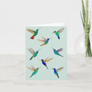 Notas Cartão de Beija-flores Tropicais para todas as oca