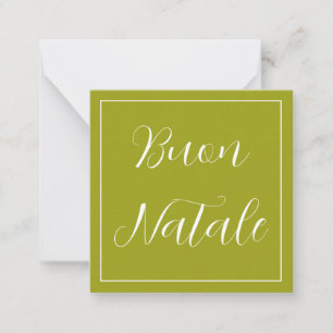 Notas Cartão de Boas Festas Buon Natale Verde com Branco