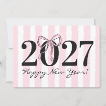 Cartão de Boas Festas de Ano Novo 2027 com Laço Li