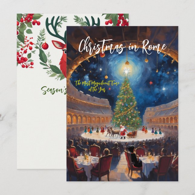 Notas Cartão de Boas Festas "Natal Longe em Roma" (Frente/Verso)