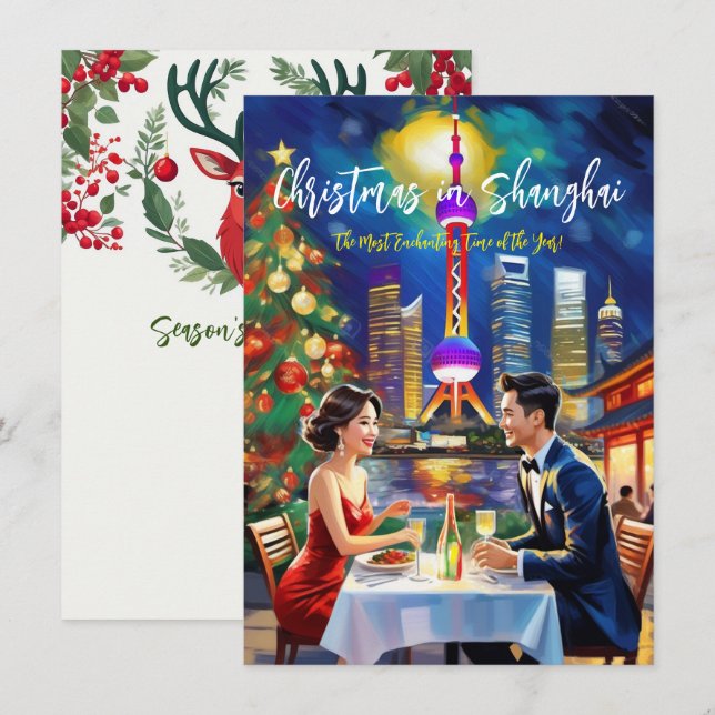 Notas Cartão de Boas Festas 'Natal Longe em Xangai' (Frente/Verso)