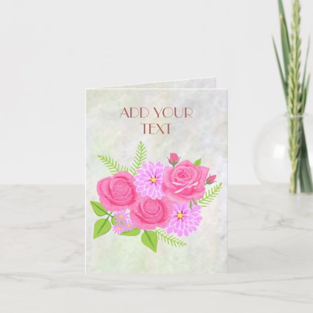 Notas Cartão de Boas Vindas com Rosas e Dálmata Flores D (Frente)