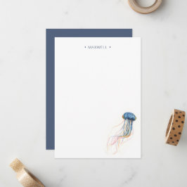 Notas Cartão de Carta Azul-Jelly Peixe