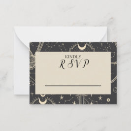 Notas Cartão de Casamento de Boho Celestial RSVP