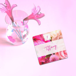Notas Cartão de Definição de Assento Fuchsia Florals