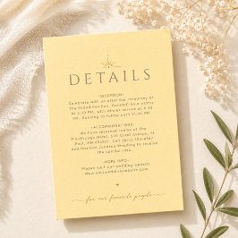 Notas Cartão de Detalhes de Casamento Elegante em Amarel