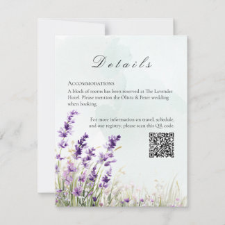Notas Cartão de Detalhes de Casamento Elegante Lavanda e