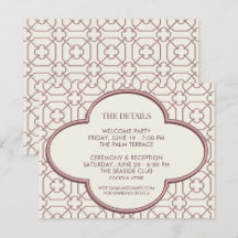 Cartão de Detalhes de Casamento em Rosa Desbotado