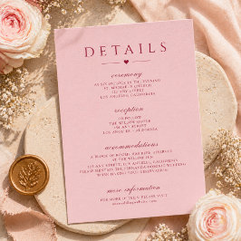 Notas Cartão de Detalhes do Casamento com Tipografia Ros