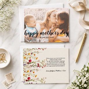 Notas Cartão de Dia das Mães com texto elegante e foto