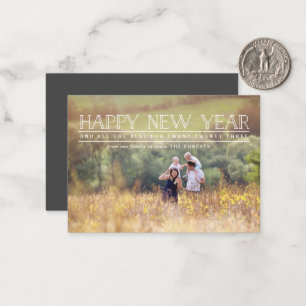 Notas Cartão de férias com fotografia de feliz ano novo