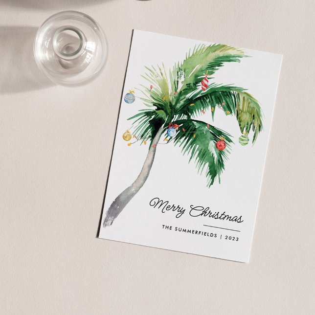Notas Cartão de Férias Costeiras de Palma de Natal Feliz (Palm Tree Christmas Greetings Card)